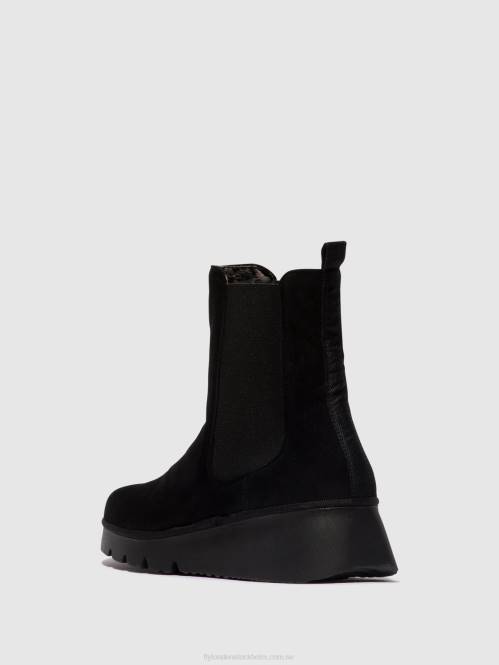chelsea ankelboots paty405 kvinnor Fly London 2T026 svart mocka för barn