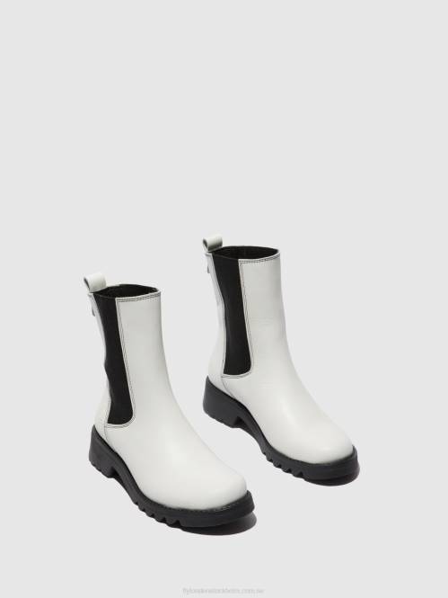 chelsea ankelboots rein795 kvinnor Fly London 2T02217 matta offwhite (svart)