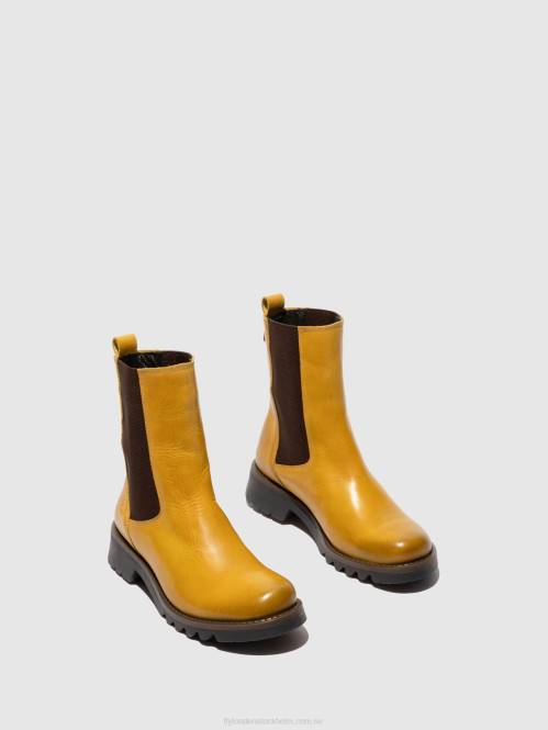 chelsea ankelboots rein795 kvinnor Fly London 2T02219 matta senap