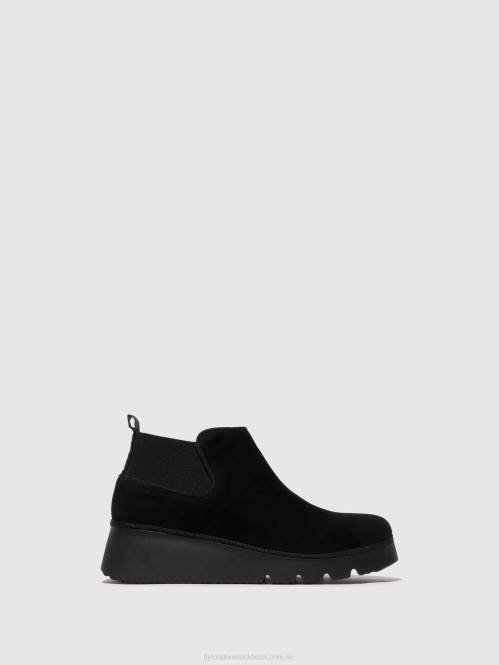 elastiska ankelboots pada403 kvinnor Fly London 2T0210 svart mocka för barn