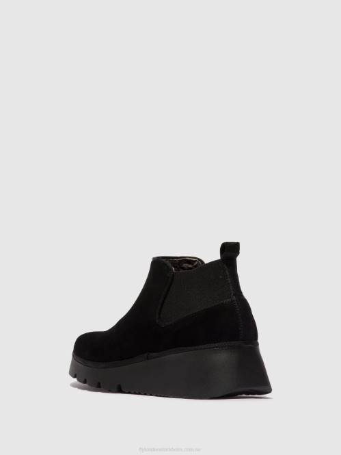 elastiska ankelboots pada403 kvinnor Fly London 2T0210 svart mocka för barn