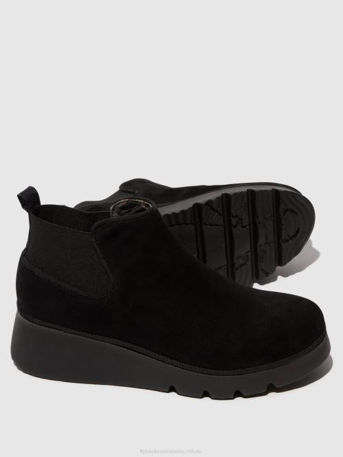 elastiska ankelboots pada403 kvinnor Fly London 2T0210 svart mocka för barn