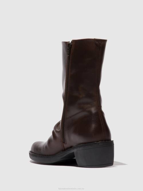 zip up stövlar mecy092 kvinnor Fly London 2T02301 dk.brown/expresso